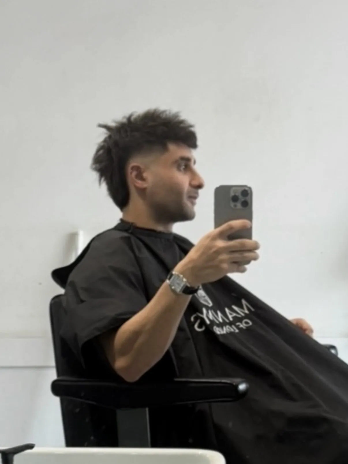 James in the barber's chair