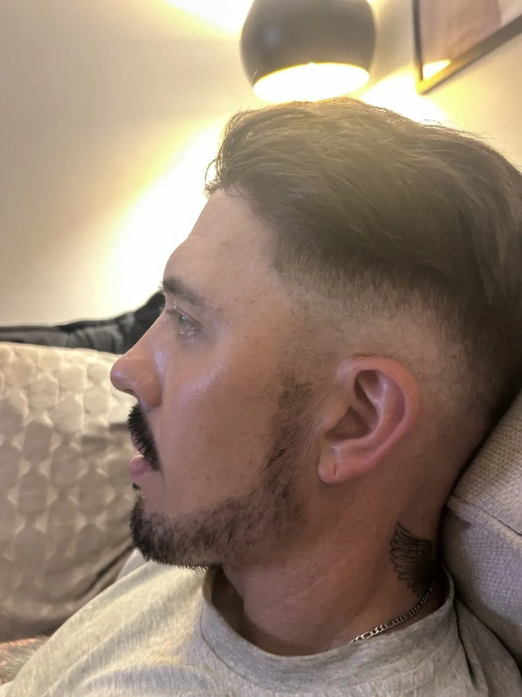 After, full hair with a sharp fade