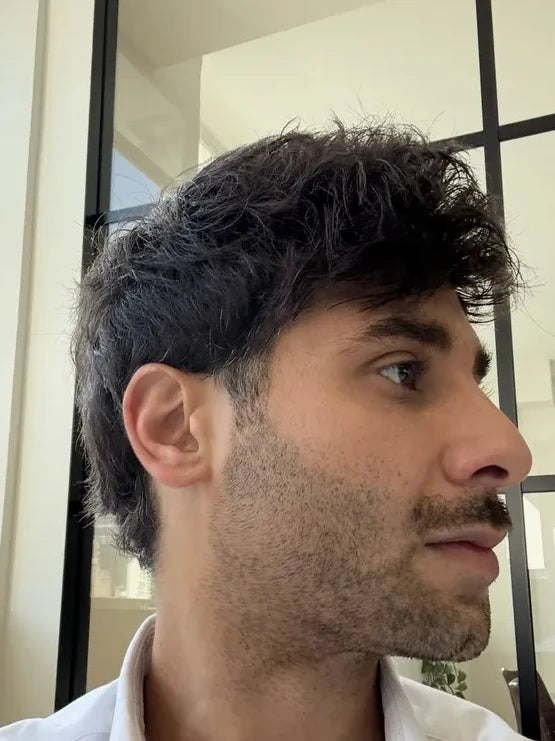 James in profile, after