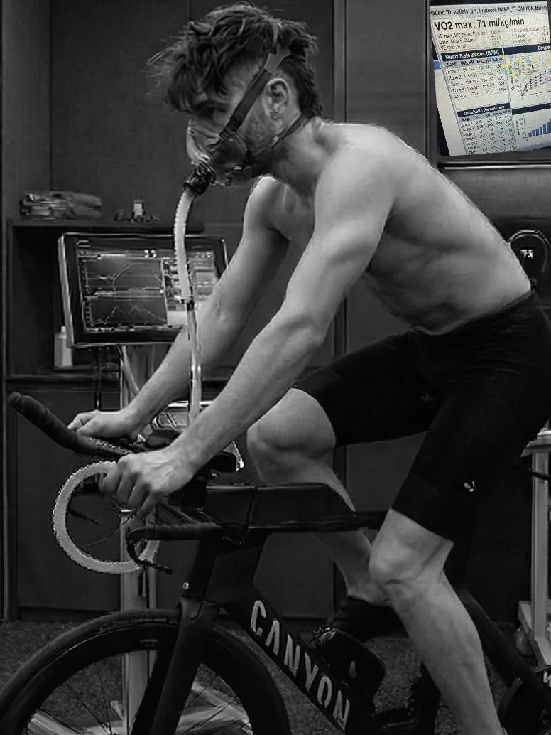 James in VO2 max testing on the bike